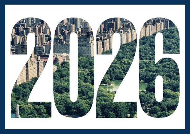 Landscape Online Invitation card with cut out 2026 Navy.