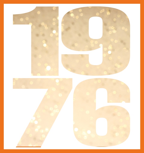Oniine invitation card with cut out 1976 for own photo Orange.