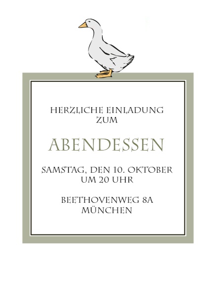 Online Einladungskarte mit illustrierter Pekingente
