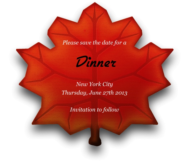 Red Maple Leaf Shaped Fall Themed Seasonal Save the Date Card.