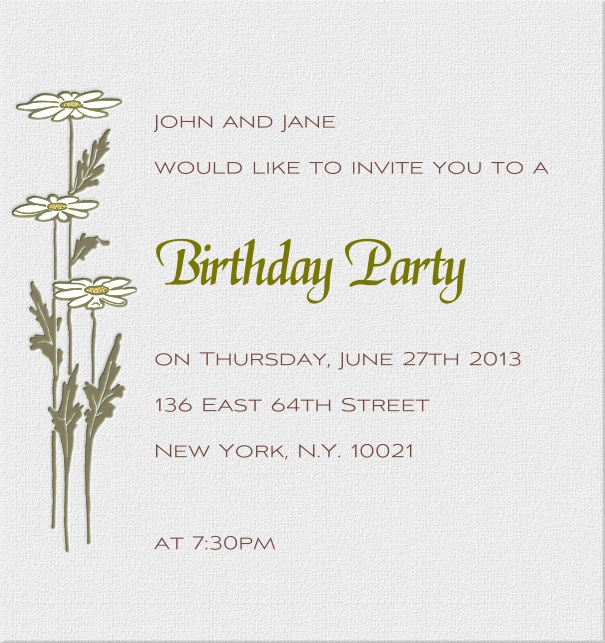 Online High Format Beige Dinner Invitation design with Lilies.