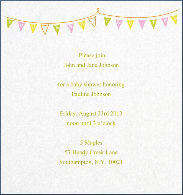 Birthday Party Invitation with colorful birthday banner.