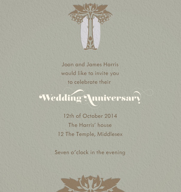 Grey Online Invitation with art-deco motif.