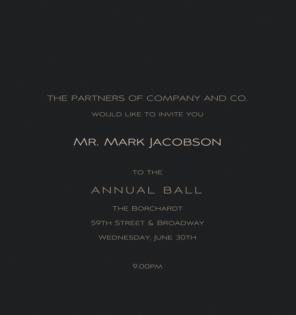 Verticle Black Formal Corporate Invitation Online.