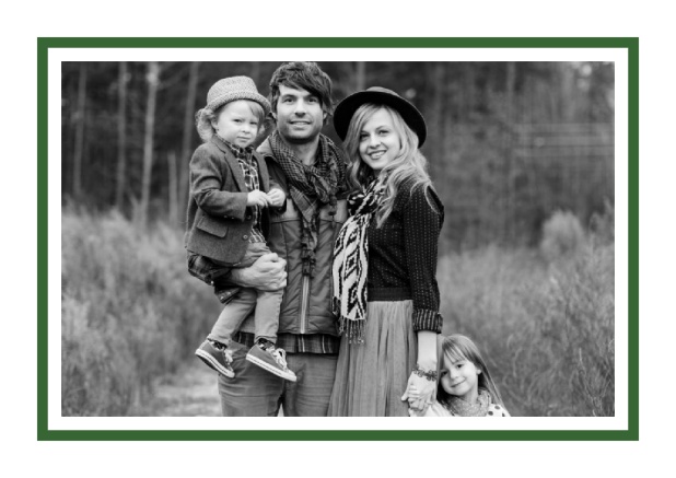 Christmas photo card with photo field and a border which is in several colors available. Green.