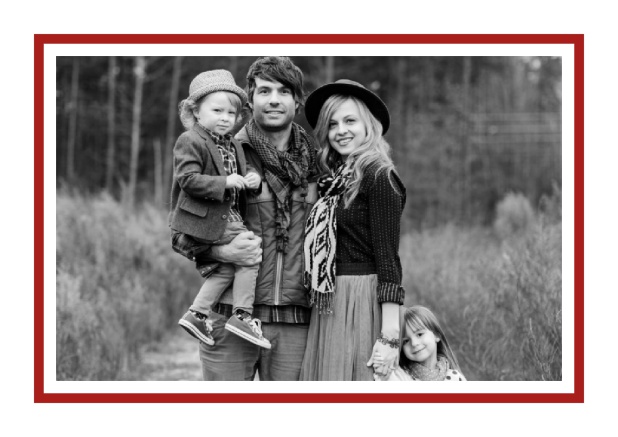 Christmas photo card with photo field and a border which is in several colors available. Red.