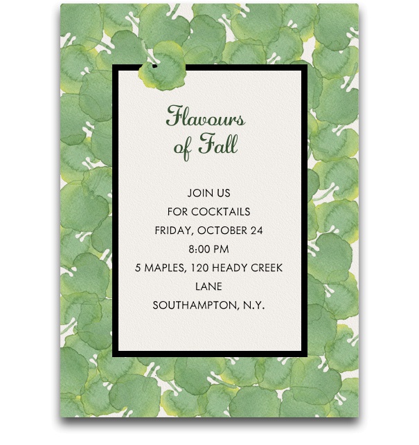 Spring themed classic invitation card with green leaved.