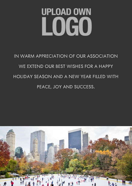 Online Corporate Christmas card with photo field, own logo option and green text field. Black.