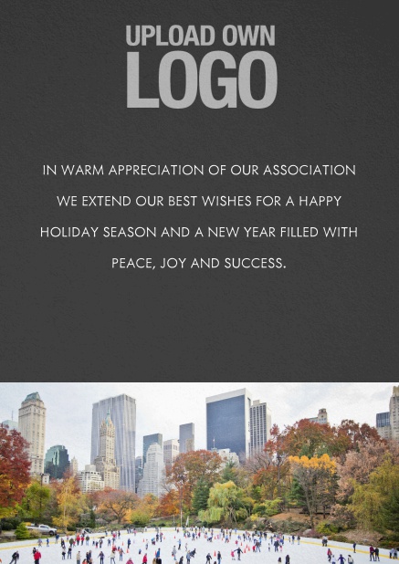 Corporate Christmas card with photo field, own logo option and green text field. Black.
