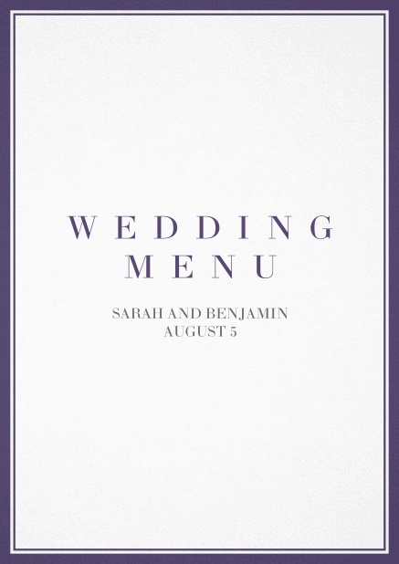 Menu card with grey border and editable text. Blue.