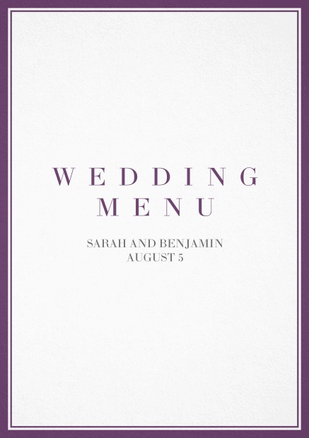 Menu card with grey border and editable text. Purple.