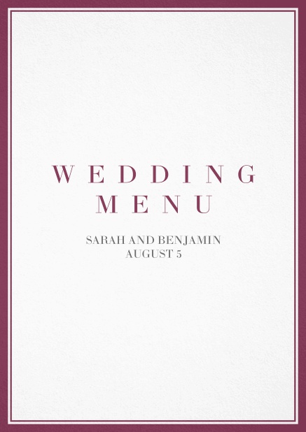 Menu card with grey border and editable text. Red.