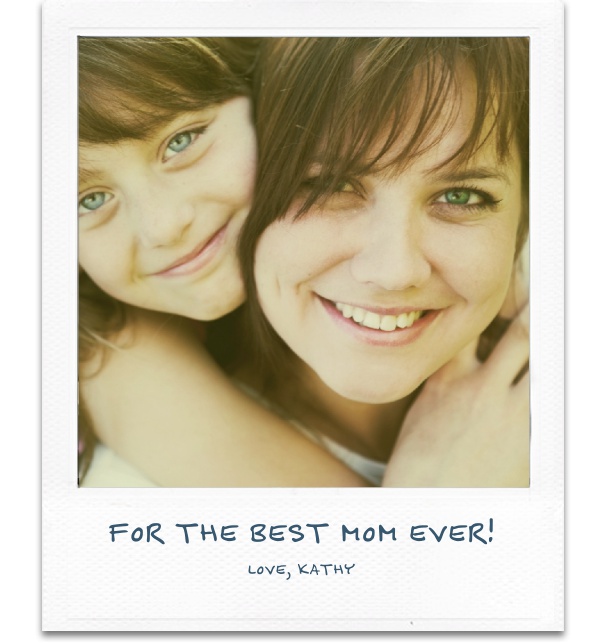 Online photo card polaroid style and editable text field.