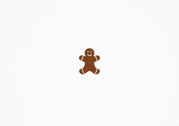 Christmas invitation card for a Christmas party with a tiny ginger bread man. Brown.