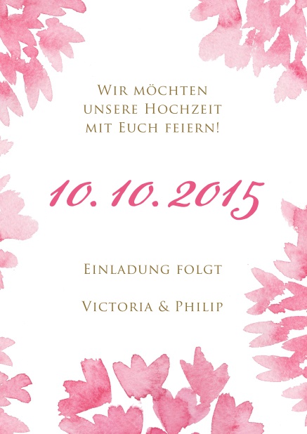 Online Save the date Karte zur Hochzeit mit illustrierten Wasserrosen.