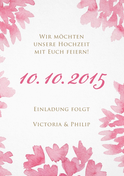 Save the date Karte mit Wasserrosen in Wasserfarbe.