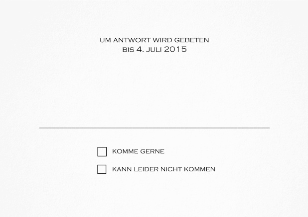 Passende Antwortkarte für Design Einzel mit Kästchen Schwarz.