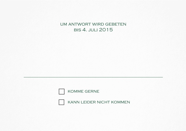 Passende Antwortkarte für Design Einzel mit Kästchen Grün.