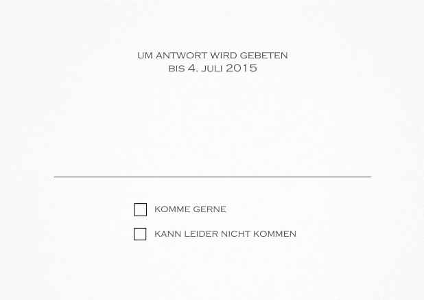Passende Antwortkarte für Design Einzel mit Kästchen Grau.