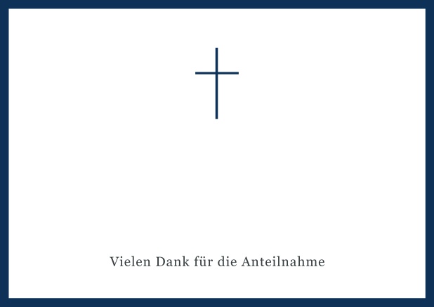 Online Trauer-Danksagungskarte mit Kreuz und Rahmen in schwarz oder gedeckten Farben. Marine.