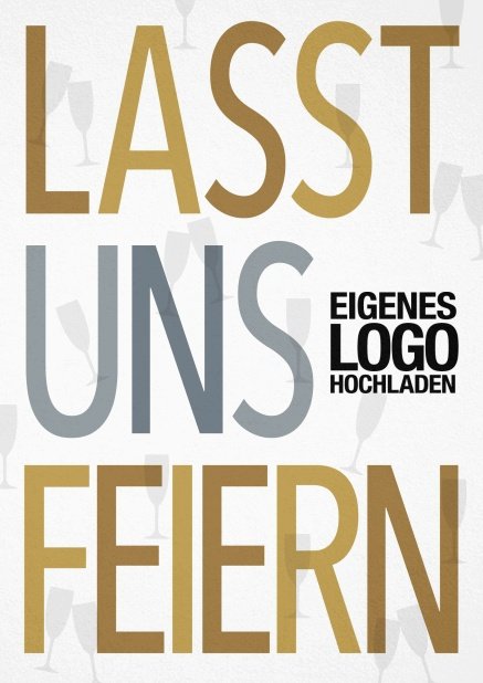 Helle Party Einladungskarte mit illustriertem Text Lasst Uns Feiern!