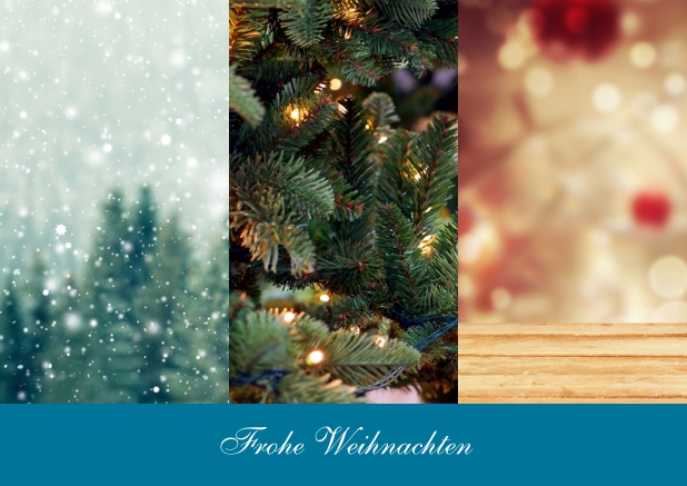Online geschäftliche Weihnachtskarte mit Drei Fotooptionen in hochkant mit Text Marine.