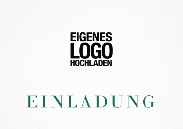 Weiß Einladungsvorlage mit einfacher Logo Option und anpassbarem Text. Grün.