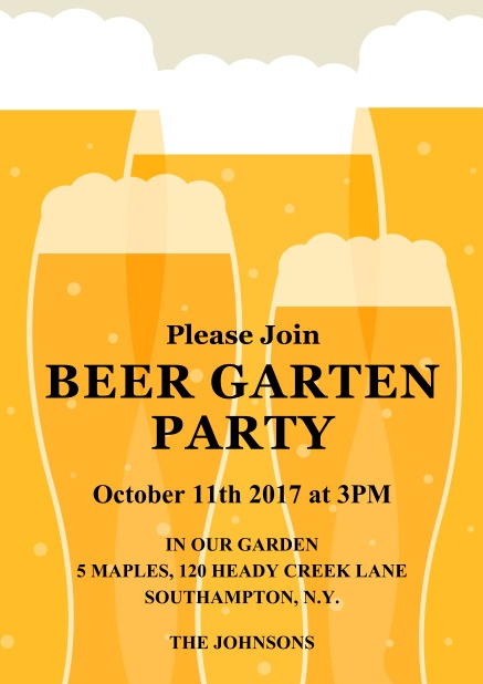 Beer festival Online invitation card with large beer glas illustration