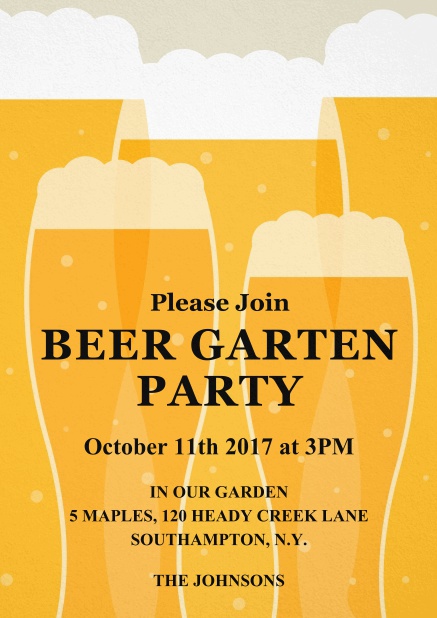Beer festival invitation card with large beer glas illustration