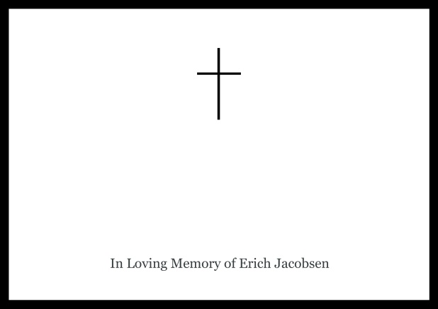 Online Classic Memorial invitation card with black frame and Cross in the middle.