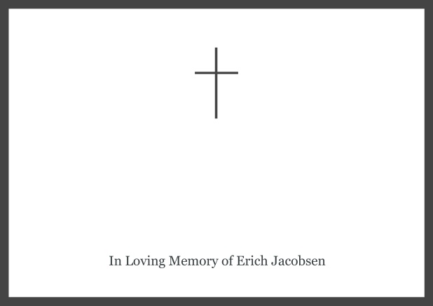 Online Classic Memorial invitation card with black frame and Cross in the middle. Grey.