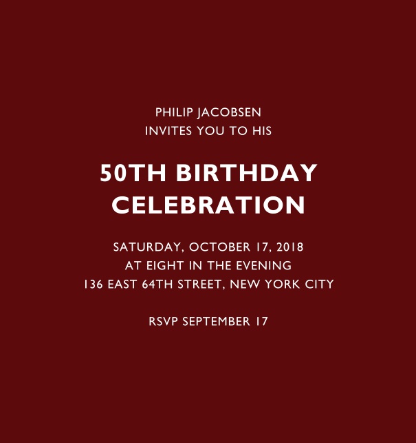 50th birthday online invitations
