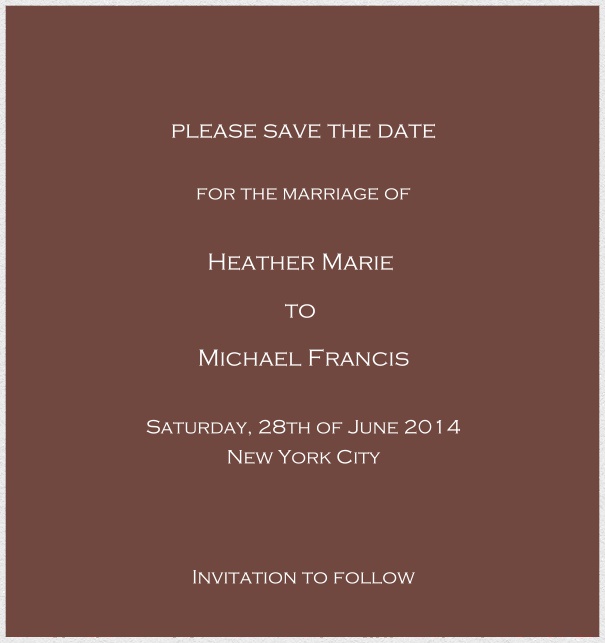 Customizable Online classic save the date card with fine paper in color of choice and white frame. Gold.