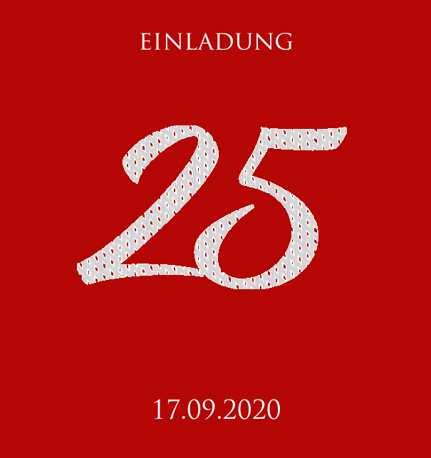 Animierte papierlose Einladungskarte zum 25. Jubiläum mit funkelnden Mosaiksteinen in Silber. Rot.