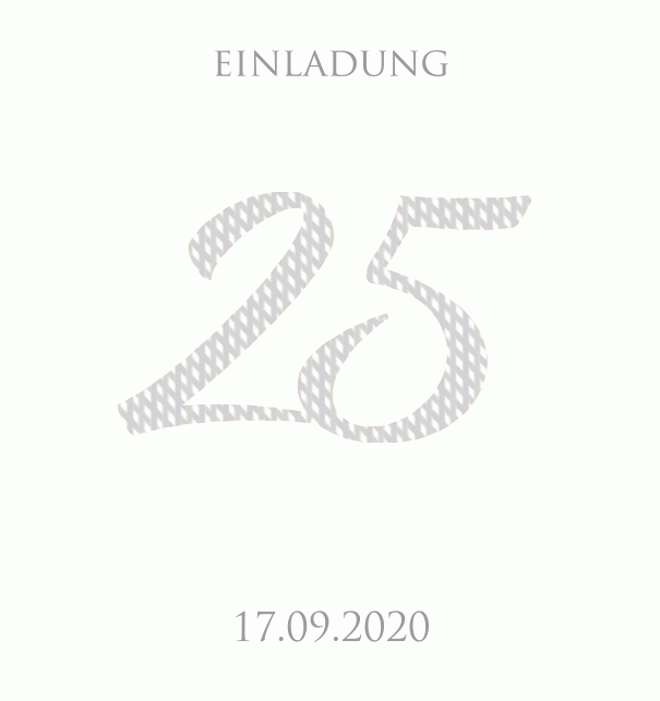 Animierte papierlose Einladungskarte zum 25. Jubiläum mit funkelnden Mosaiksteinen in Silber. Weiss.