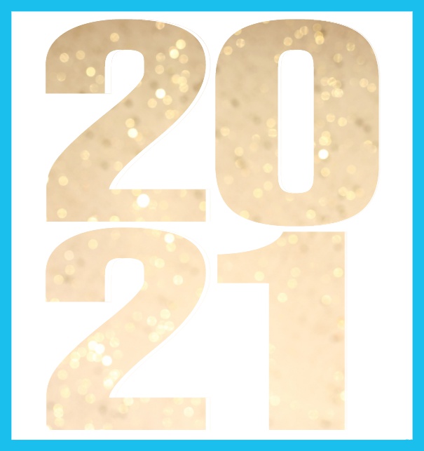 2021 golden - Blue - Corporate Online invitation card with cut out large 2021 for your own photo Blue.