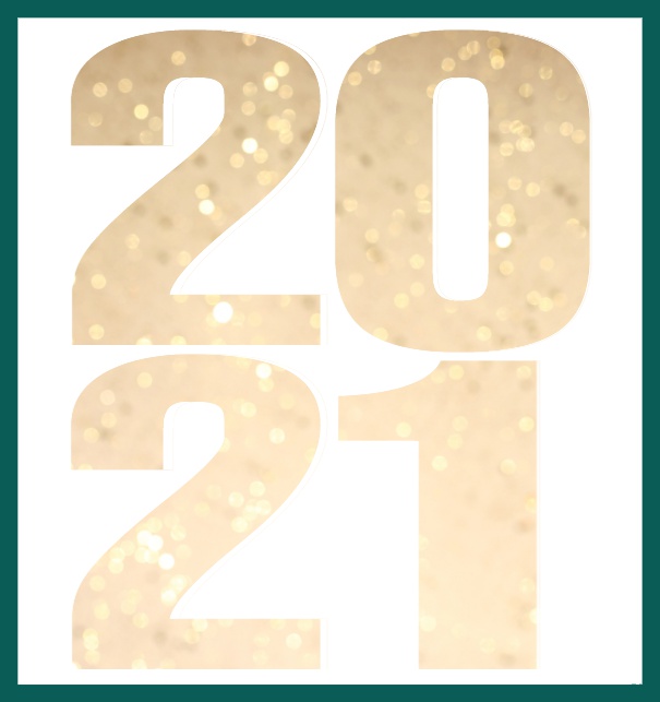 2021 golden - Green - Corporate Online invitation card with cut out large 2021 for your own photo Green.