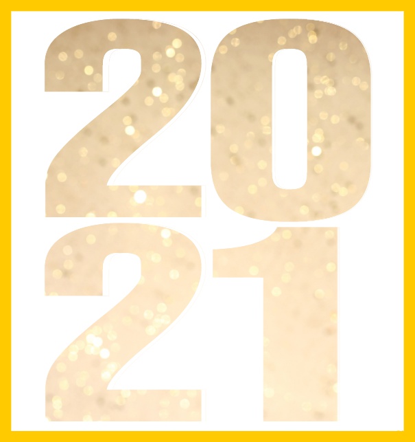 2021 golden - Yellow - Corporate Online invitation card with cut out large 2021 for your own photo Yellow.