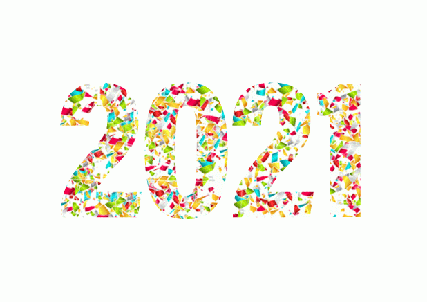2021 confetti invitation - New Years Eve Online invitation card with large 2021 with animated confetti