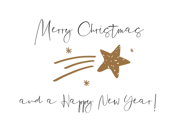 Online Christmas card with golden shooting star
