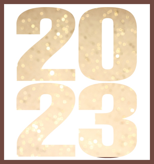 2023 ausgeschnitten gross - Gold - Geschäftskunden Online Einladungskarte mit ausgeschnittener 2023 für Ihr eigenes Foto. Gold.