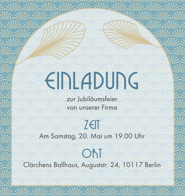 Online Einladung mit Jugendstil Blätter Dekoration Grün.