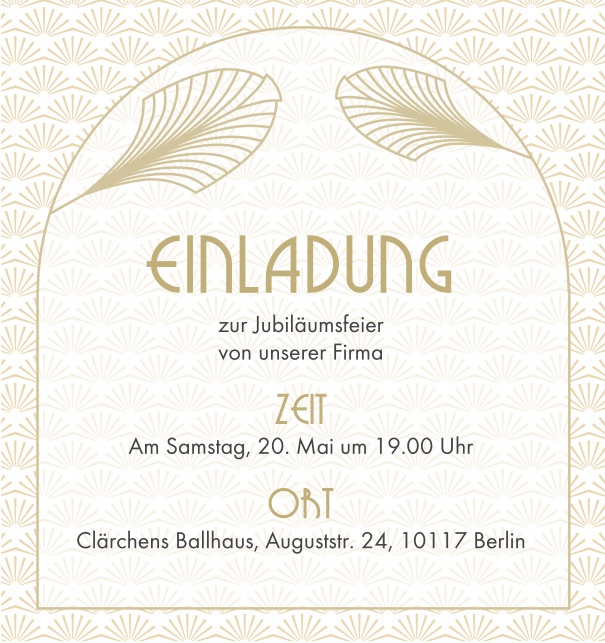 Online Einladung mit Jugendstil Blätter Dekoration Weiss.