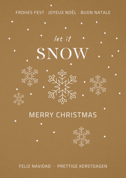 Goldene Weihnachtskarte mit Let it Snow