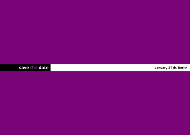 minimialistic save the date card Purple.