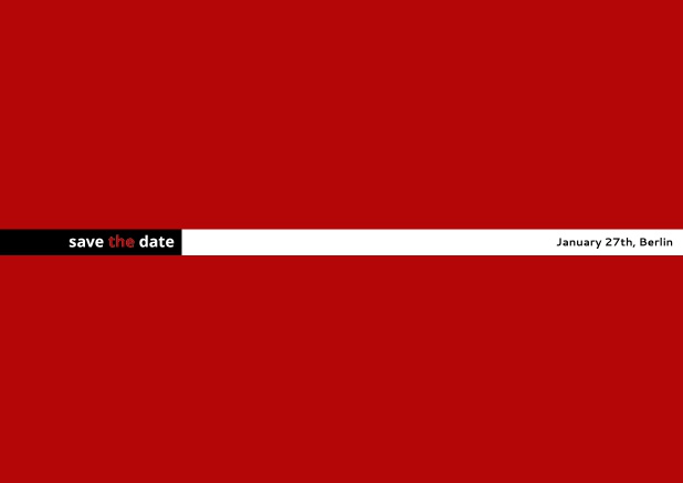 minimalistisch gestaltete save the date Karte Rot.