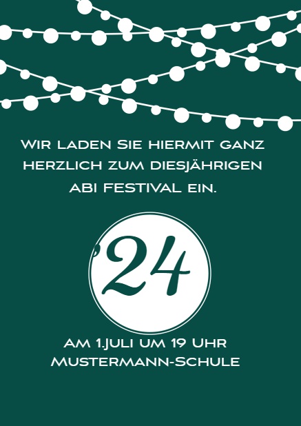 Online Abi 24 Einladungskarte mit Laternen Grün.