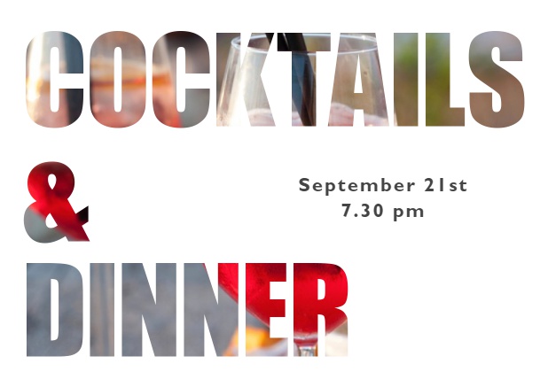 Cocktails & Dinner with photo - Photo cards Online Invitation card with cut out Cocktail & Dinner text.