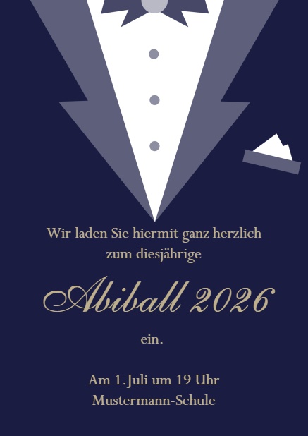 Online Einladungskarte mit Smoking für eine Abi 26 Einladung Marine.