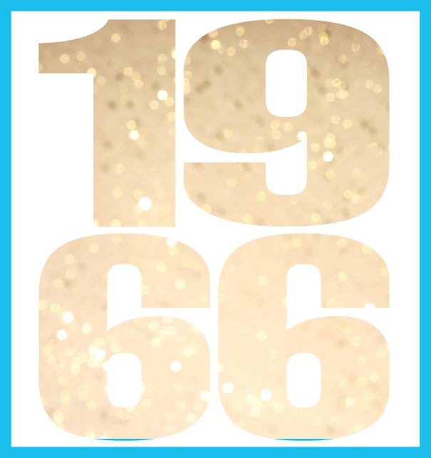 Oniine invitation card with cut out 1966 for own photo Blue.